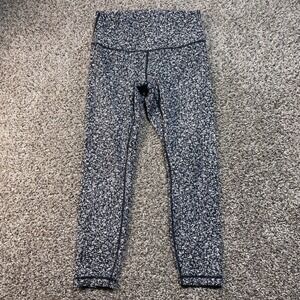 Lululemon Women's Small Black White Speckled Leggings Full Length Yoga Pants